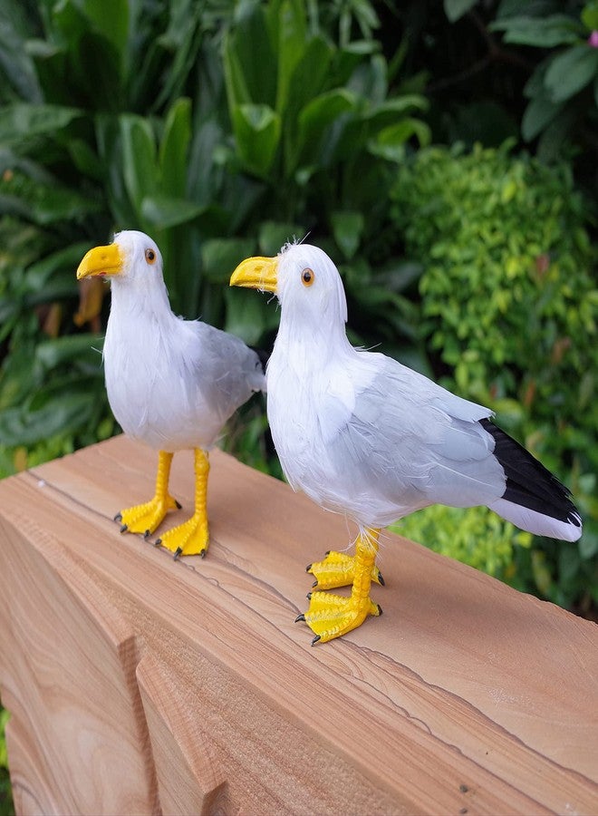 Etistta 2PCS Realistic Seagull Life Like Feathered Sea Gull Handmade 10 inch Fake Seagulls Birds for Home Decorations Garden Nautical Decor - Image 2
