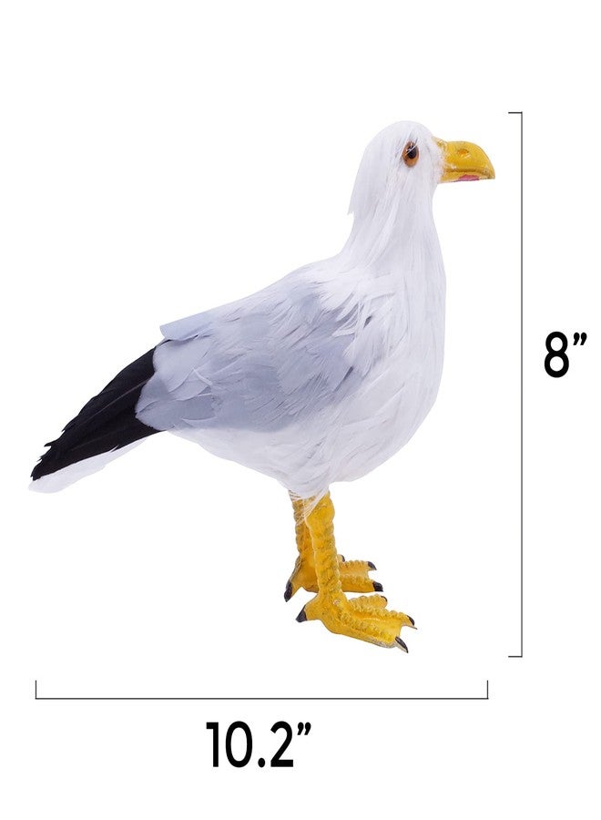 Etistta 2PCS Realistic Seagull Life Like Feathered Sea Gull Handmade 10 inch Fake Seagulls Birds for Home Decorations Garden Nautical Decor - Image 3