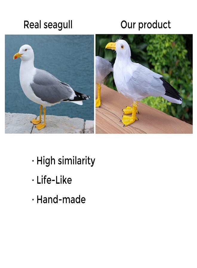 Etistta 2PCS Realistic Seagull Life Like Feathered Sea Gull Handmade 10 inch Fake Seagulls Birds for Home Decorations Garden Nautical Decor - Image 5