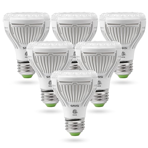Sansi مصباح نمو LED من SANSI للبذور والخضروات، طيف كامل 10 واط (ما يعادل 150 واط) مع عدسة بصرية للنباتات الداخلية، PPFD عالي، قاعدة E26، عبوة 6 قطع - Image 1