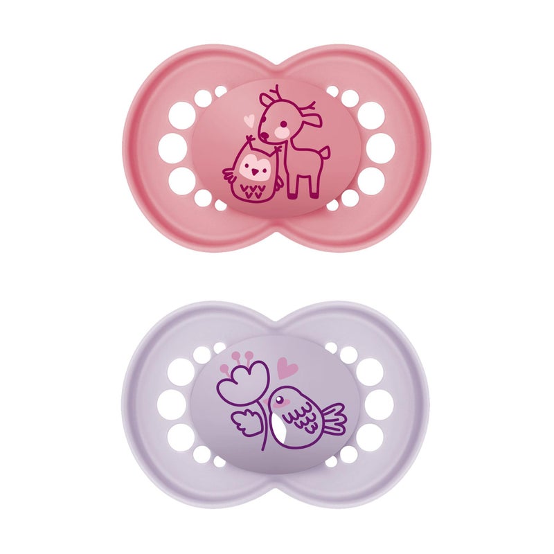 MAM Original Matte Baby Pacifier, Nipple Shape Helps Promote Healthy Oral Development, Sterilizer Case, 6-16 Months (Pack of 2) - Image 1