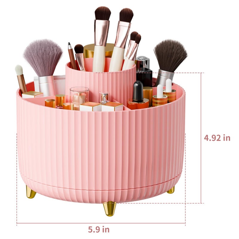 fanado 360Â° Rotate Makeup Brush Holder Organizer, Makeup Organizers Countertop, Makeup organization and Skincare Storage for Vanity, Desktop, Bathroom (Pink) - Image 4