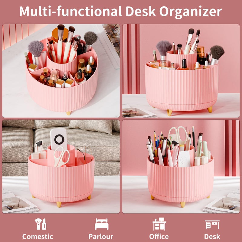 fanado 360Â° Rotate Makeup Brush Holder Organizer, Makeup Organizers Countertop, Makeup organization and Skincare Storage for Vanity, Desktop, Bathroom (Pink) - Image 3