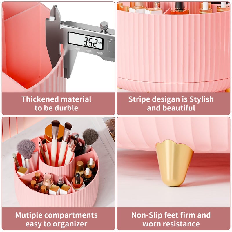 fanado 360Â° Rotate Makeup Brush Holder Organizer, Makeup Organizers Countertop, Makeup organization and Skincare Storage for Vanity, Desktop, Bathroom (Pink) - Image 5