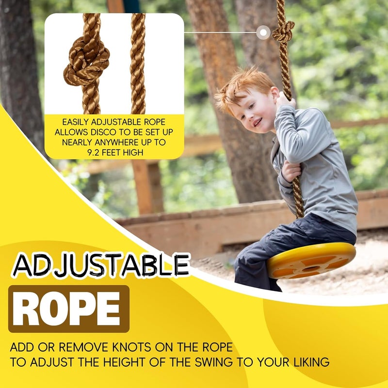 ZNCMRR Tree Swing for Kids Swing Set Accessories Climbing Rope for Kids with Disc Seat Rope Swings for Tree Disc Swing for Kid Outdoor Swings Easy Installation Heavy Duty Adjustable - Image 3