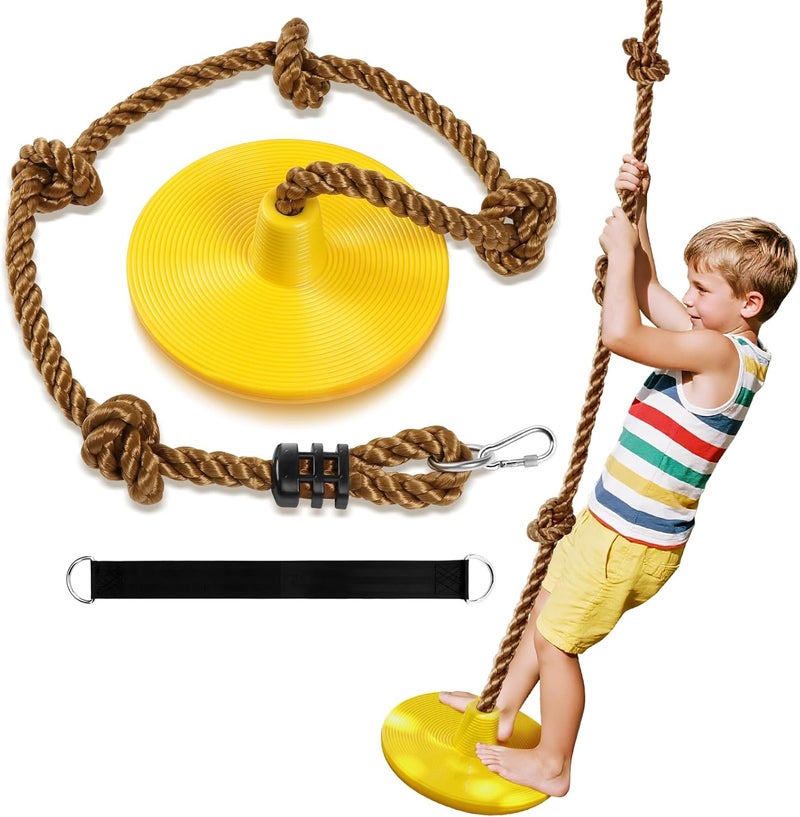 ZNCMRR Tree Swing for Kids Swing Set Accessories Climbing Rope for Kids with Disc Seat Rope Swings for Tree Disc Swing for Kid Outdoor Swings Easy Installation Heavy Duty Adjustable - Image 1