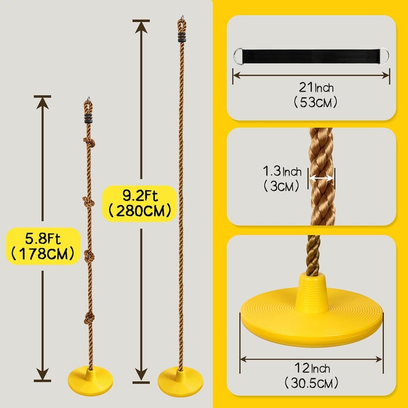 ZNCMRR Tree Swing for Kids Swing Set Accessories Climbing Rope for Kids with Disc Seat Rope Swings for Tree Disc Swing for Kid Outdoor Swings Easy Installation Heavy Duty Adjustable - Image 5