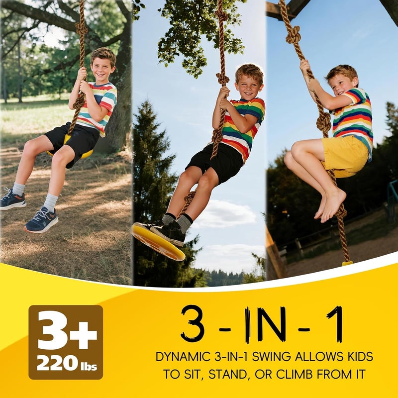 ZNCMRR Tree Swing for Kids Swing Set Accessories Climbing Rope for Kids with Disc Seat Rope Swings for Tree Disc Swing for Kid Outdoor Swings Easy Installation Heavy Duty Adjustable - Image 2
