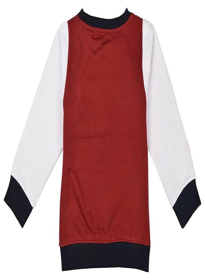 Sweetums Girls' Full Sleeves, Round Neck, Sweatshirt Top (United Colors Maroon Red, White, Girls Top, 3 Months to 3 Years) (18 Months - 24 Months) - Image 2