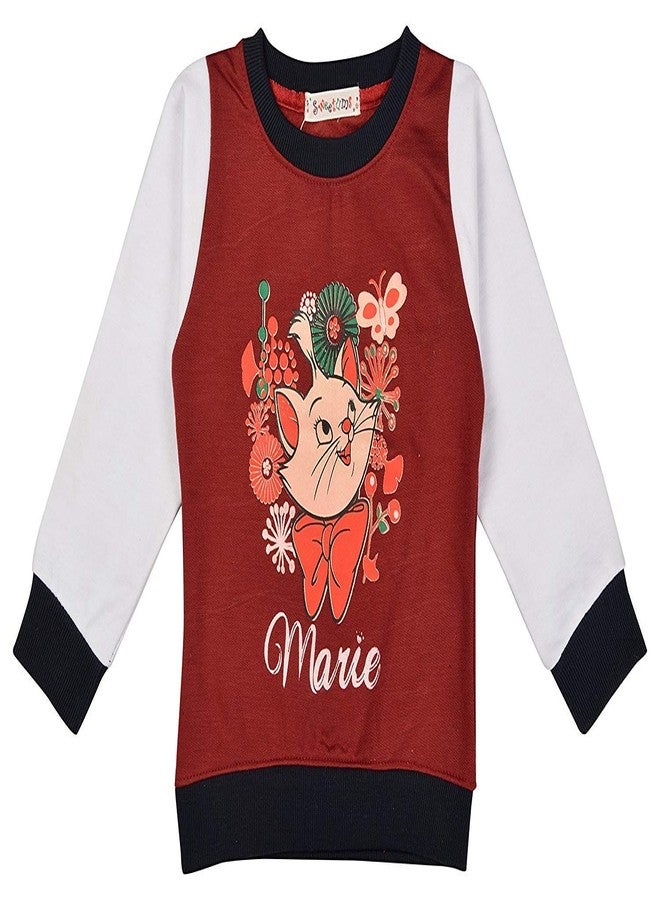 Sweetums Girls' Full Sleeves, Round Neck, Sweatshirt Top (United Colors Maroon Red, White, Girls Top, 3 Months to 3 Years) (18 Months - 24 Months) - Image 1