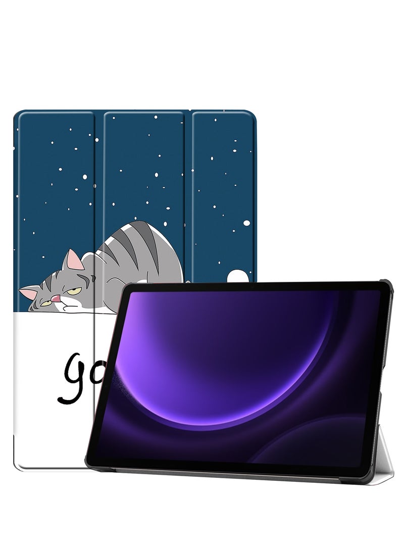 سامسونج جالاكسي تاب S9 فى 11 بوصة 2023 قسط جلد صدفي قرص الهاتف المحمول حالة ، مع عمودي التلقائي الصحوة / النوم الغطاء ( كسول القط ) - Image 1
