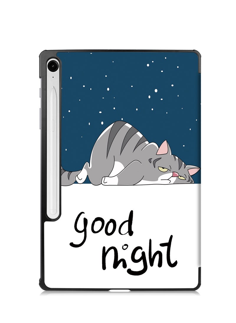 سامسونج جالاكسي تاب S9 فى 11 بوصة 2023 قسط جلد صدفي قرص الهاتف المحمول حالة ، مع عمودي التلقائي الصحوة / النوم الغطاء ( كسول القط ) - Image 3