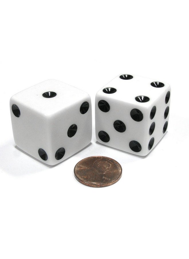 Koplow Games - Koplow Games Set of 2 D6 25mm Large Opaque Jumbo Dice - White with Black Pips - Image 1
