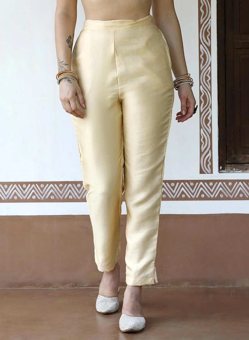  قصة Women's Olive Green Flora Kurta With Flounce Cuff