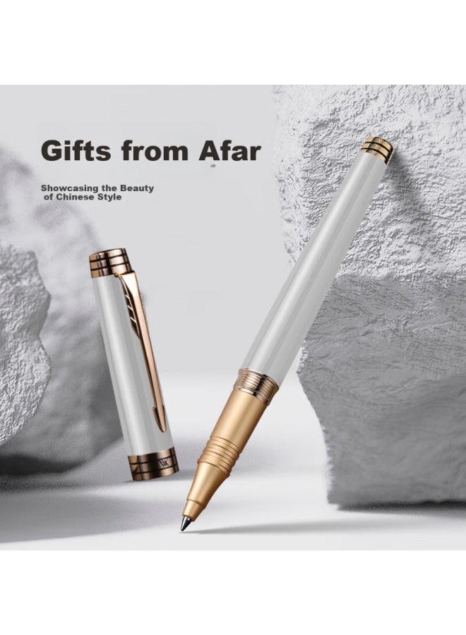 Vva Fountain Pen Signature Pen Teacher's Day Gift For Men And Women, High-end Gift For Business, Knight White Liya Gold Clip 0.5mm Customizable - Image 3
