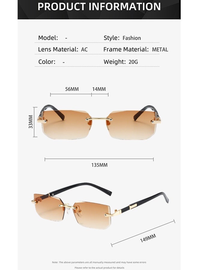 New Rimless Fashion Trend Sunglasses Personalized Sunglasses UV Protection Unisex comes with a glasses case and a glasses cleaning cloth - Image 5