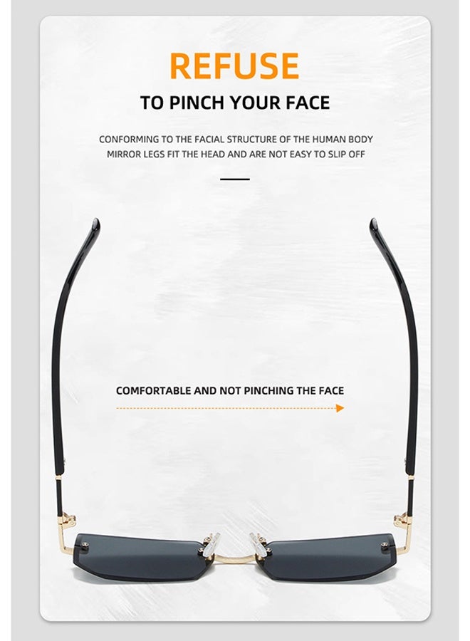 New Rimless Fashion Trend Sunglasses Personalized Sunglasses UV Protection Unisex comes with a glasses case and a glasses cleaning cloth - Image 3