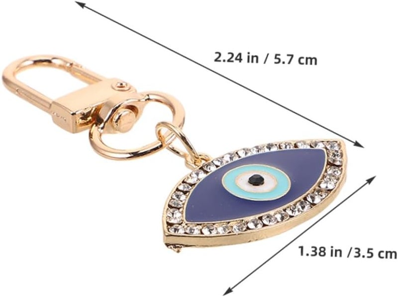 PATKAW 4pcs Blue Eye Evil Eye Car Keychain Set with Rhinestones, Alloy Bag Charm Pendant for Purse and Car Ornament, Mini Lucky Amulet Key Rings - Image 2