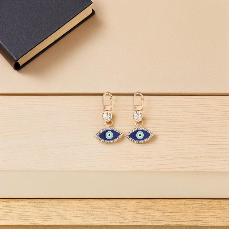 PATKAW 4pcs Blue Eye Evil Eye Car Keychain Set with Rhinestones, Alloy Bag Charm Pendant for Purse and Car Ornament, Mini Lucky Amulet Key Rings - Image 4