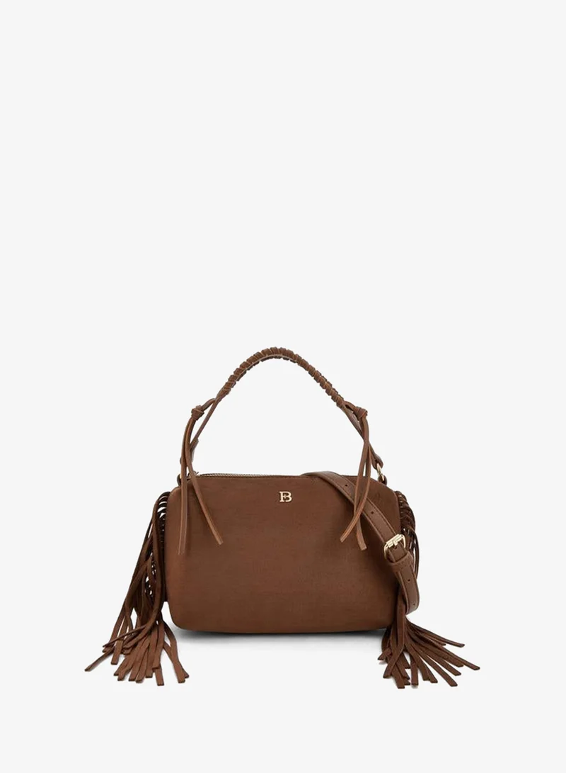 Tassel Accent Crossbody Bag With Detachable Strap