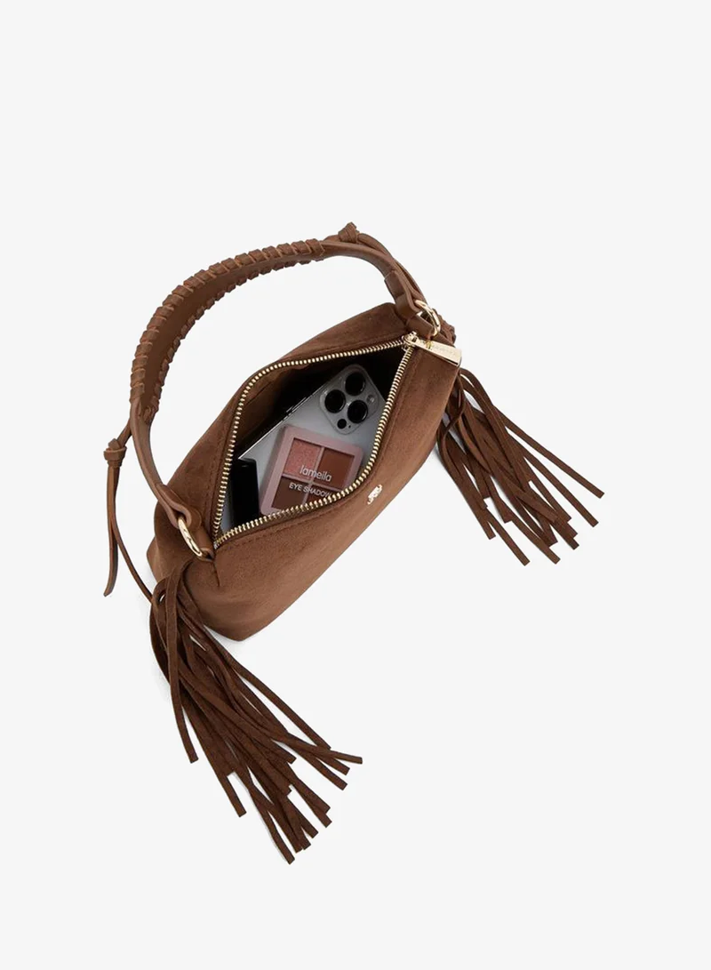 Flora Bella By Shoexpress BROWN Tassel Accent Crossbody Bag With Detachable Strap for Women | Best Price UAE