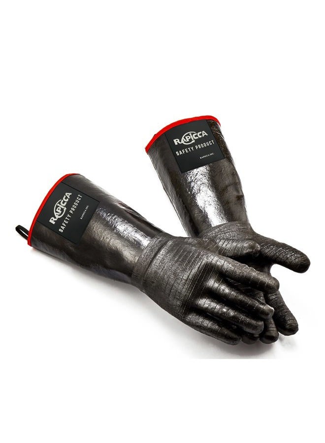 RAPICCA BBQ Gloves,17IN 932℉ Heat Resistant for Grill,Smoker,Cooking,Pit,Barbecue,Textured Palm Handle Greasy Food on Your Fryer,Grill,Oven Without Slip,Waterproof,Oil Resistant,Very Easy to Clean(M) - Image 1