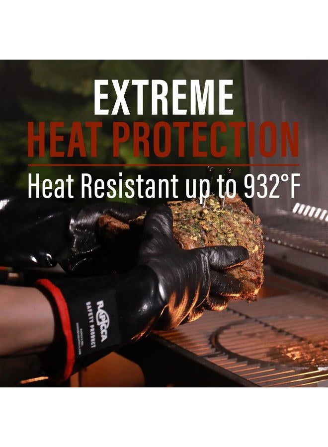 RAPICCA BBQ Gloves,17IN 932℉ Heat Resistant for Grill,Smoker,Cooking,Pit,Barbecue,Textured Palm Handle Greasy Food on Your Fryer,Grill,Oven Without Slip,Waterproof,Oil Resistant,Very Easy to Clean(M) - Image 2