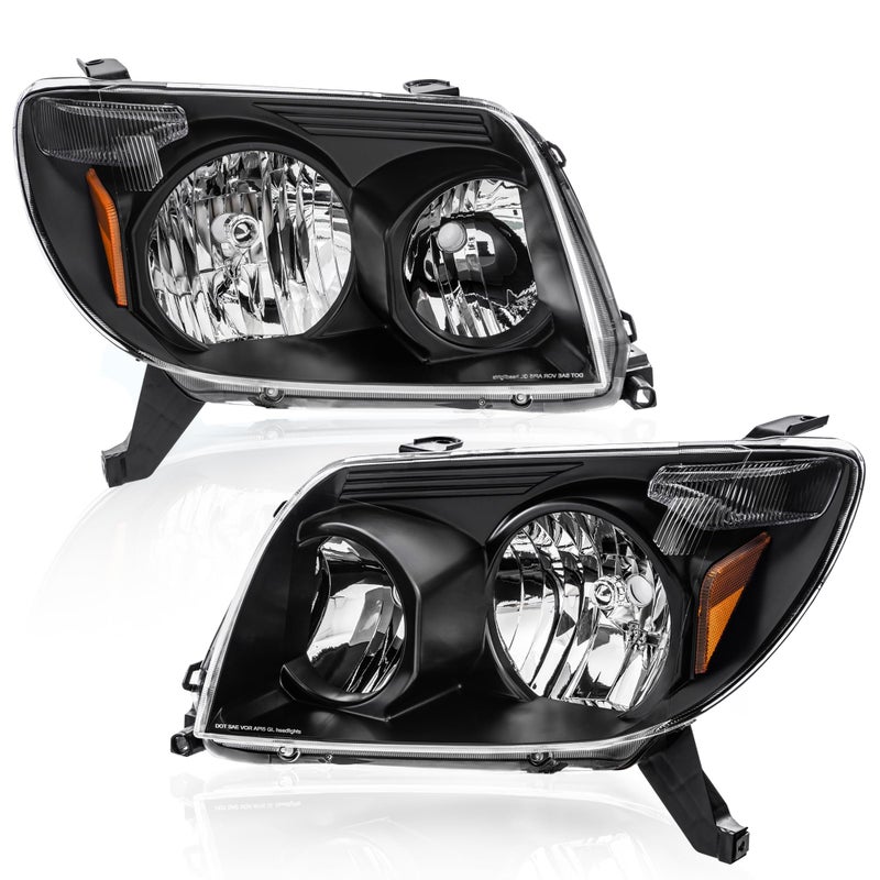 KUIPERAUTO Pair Headlights Assembly Compatible for Toyota 4Runner 2003-2005 with Clear Lens/Black Housing/Amber Reflector Front Lamps Driver and Passenger Side(Set of 2)# 8117035400, 8113035420 - Image 1