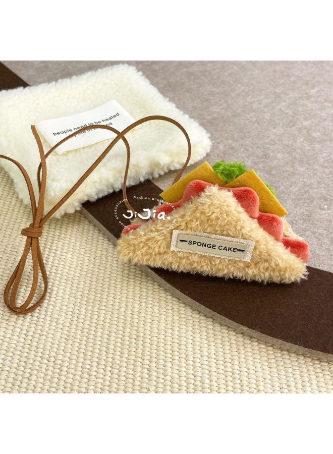 Fun Cute Plush Dessert House Necklace Pendant Cute Cake Cherry Accessories Sweet Strawberry Neck Jewelry-Specifications:Sandwich Pendant - Image 1