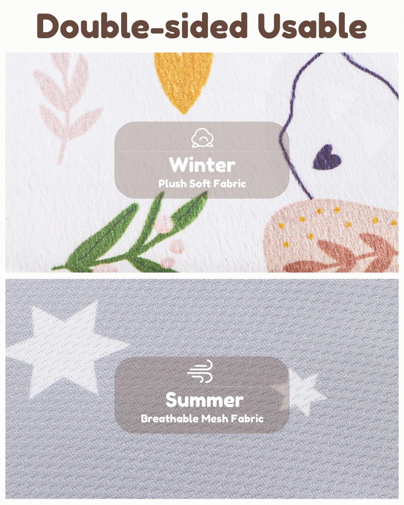 BOMOLOUR وسادة بومولور للرضع، دعم رأس موسع للطفل، وسادة حديثي الولادة قابلة للعكس مع 3 أغطية أحزمة، وسادة 2 في 1 للأطفال لعربة الأطفال، الأرجوحة، الباونس، الهزاز - قوس قزح بني - Image 2