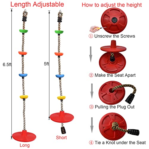 Xinlinke Tree Climbing Rope and Kids Disc Swing Seat Set Outdoor Backyard Playground Accessories - Image 4