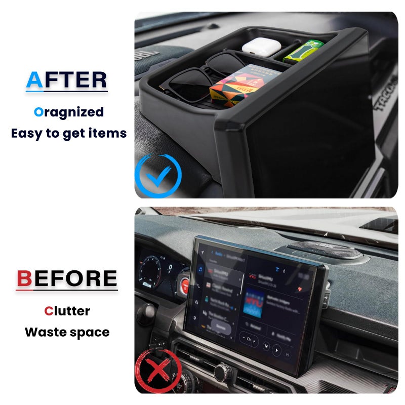 Neepiar Center Console Dashboard Organizer Compatible with 2024 2025 2026 Toyota Tacoma / 2025 2026 4Runner Dash Organizer Tray Behind Screen Dashboard Interior Accessories(Only for 14-inch Screen) - Image 3
