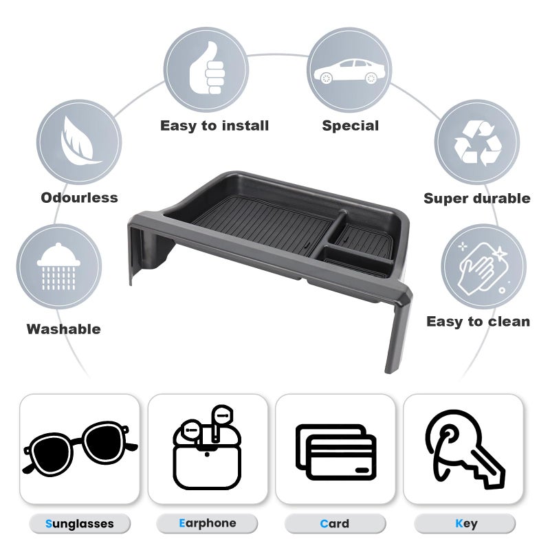 Neepiar Center Console Dashboard Organizer Compatible with 2024 2025 2026 Toyota Tacoma / 2025 2026 4Runner Dash Organizer Tray Behind Screen Dashboard Interior Accessories(Only for 14-inch Screen) - Image 4