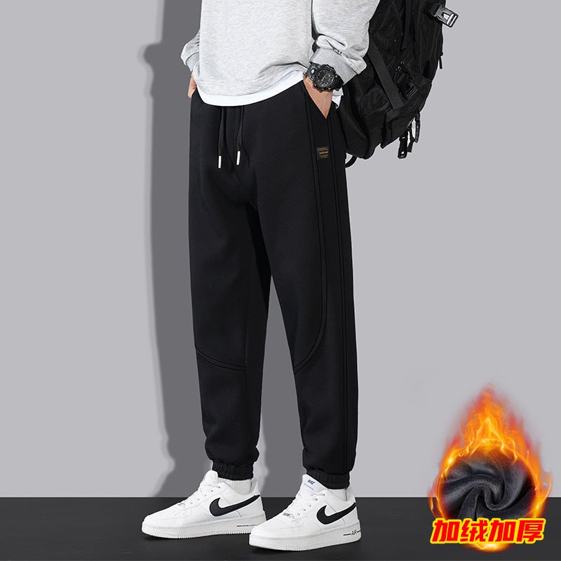 Mens Casual Joggers 2023 Spring Autumn New Black (fleece-lined)  - Image 1