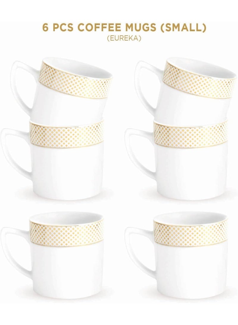 Peggy Oliver Eureka Collection Set of 6 Coffee Mugs (200ml) | Geometric Pattern In Real Gold Plating | Elegant Crockery Set for Dining & Gifting - Image 1