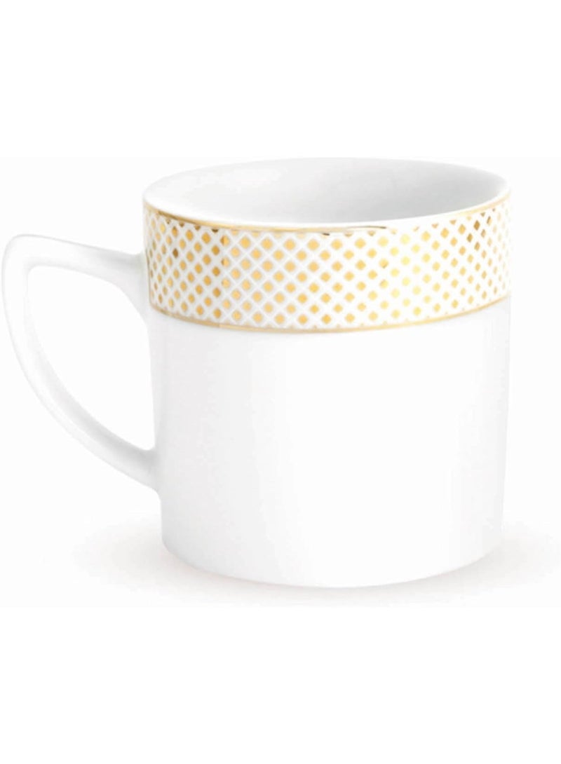 Peggy Oliver Eureka Collection Set of 6 Coffee Mugs (200ml) | Geometric Pattern In Real Gold Plating | Elegant Crockery Set for Dining & Gifting - Image 2