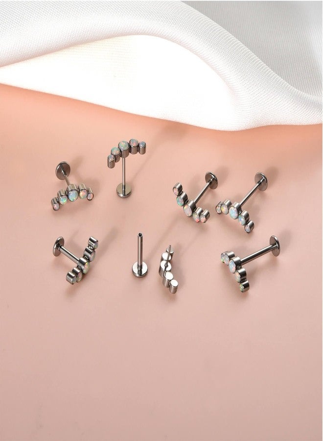 Lantine White Oapl Threadless Helix Piercing Jewelry Flat Back Stud Earrings Implant Grade F136 titanium Climber Cartilage Earring Lip Labret Medusa Tragus Inner Conch Piercing Stud 6mm - Image 5