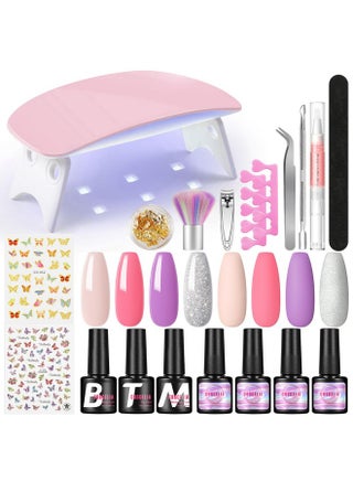 Gel Nail Polish Kit With U V Light Starter Kit Pink Nude Glitter Fall Winter Colors Gel Polish Set Matte Top Base Coat Nail Decorations Stickers Gel Manicure Kit For Beginners Diy Gifts For Women - pzsku/ZBC45C1BF85A7624339F9Z/45/_/1733729839/2f920cc7-71e4-48fb-be2a-d553663cf8b5