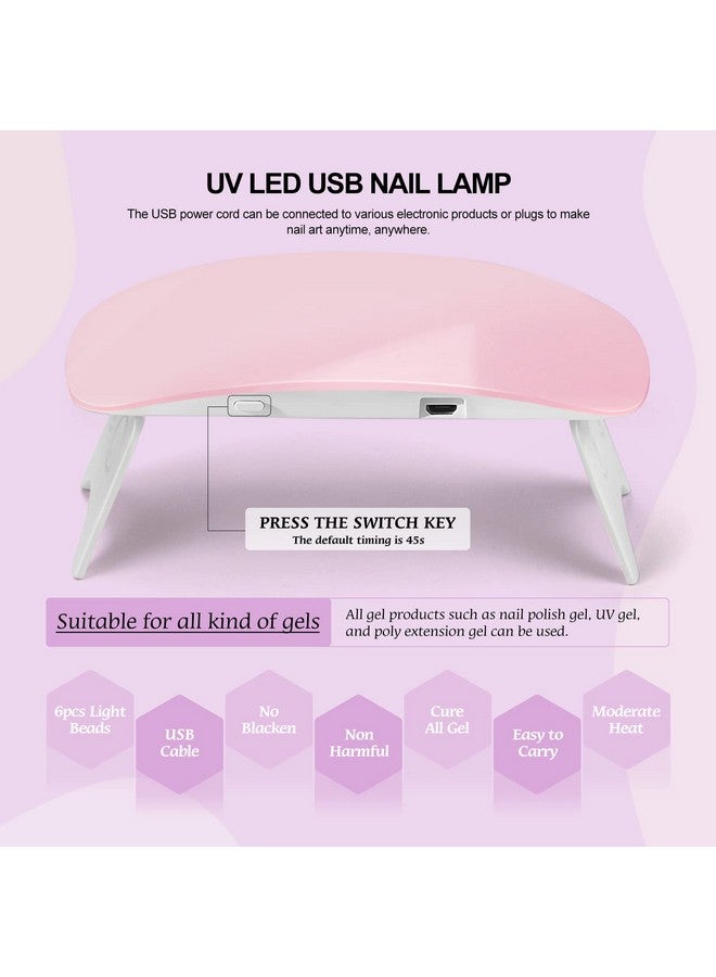 Gel Nail Polish Kit With U V Light Starter Kit Pink Nude Glitter Fall Winter Colors Gel Polish Set Matte Top Base Coat Nail Decorations Stickers Gel Manicure Kit For Beginners Diy Gifts For Women