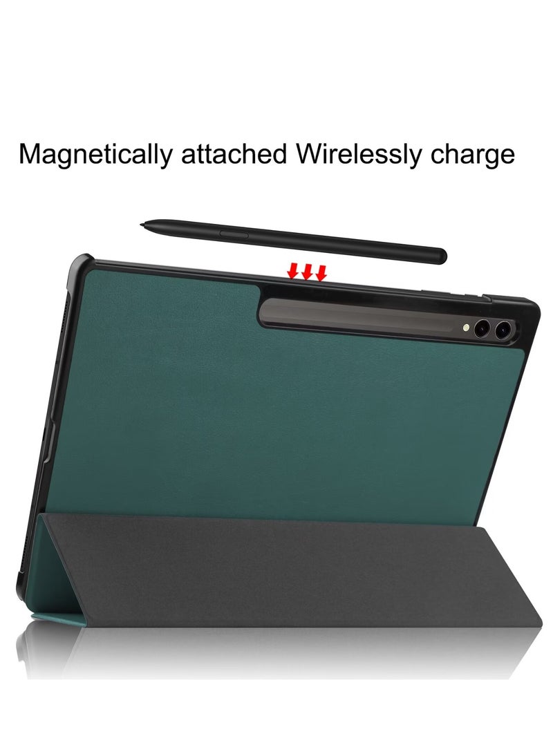 Suitable for Samsung Galaxy Tab S9ULTRA 14.6 inch-2023 protective shell, shockproof and impact resistant, TPU material has magnetic absorption function, automatic wake-up, lightweight and yellowing resistant, Samsung Galaxy Tab S9ULTRA 14.6 protective shell (green) - Image 5