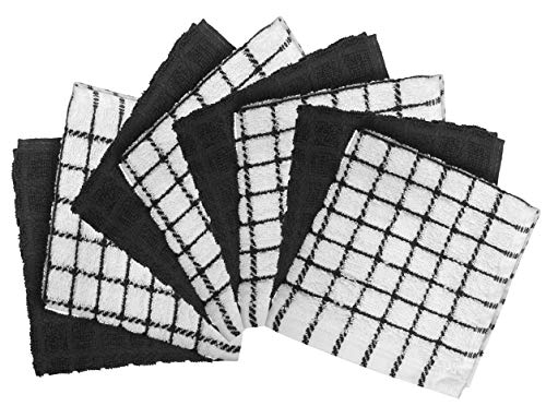 Bumble Towels Bumble Dish Towels & Dish Cloths (8 Pack) | 100% Cotton Kitchen Towels | 12" x 12" | 405 GSM | Soft, Highly Absorbent & Durable Rags for Washing Dishes | Black - Image 2