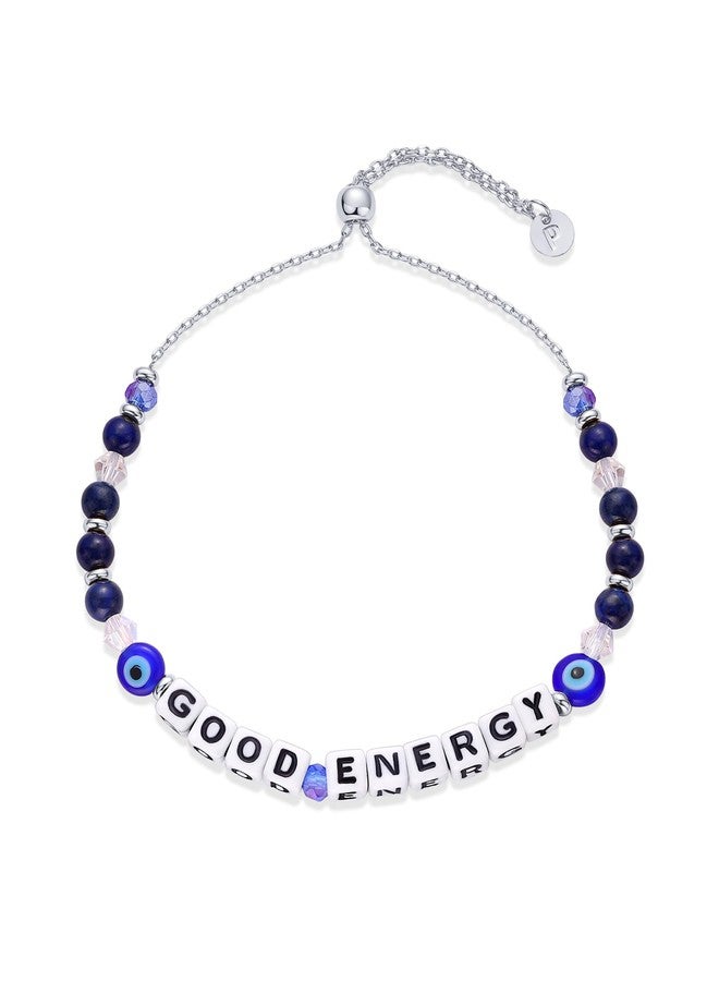 PAVOI Evil Eye Adjustable Beaded Bracelet for Women, White Gold, 4MM - Image 1