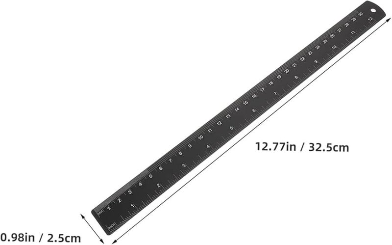 مسطرة هندسية معدنية 2 قطعة أداة قياس دقيقة سوداء لأعمال النجارة والحرف المكتبية - Image 3
