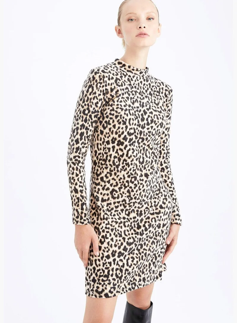 DeFacto Woman Bodycon Dress C Neck Long Sleeve Knitted Dress