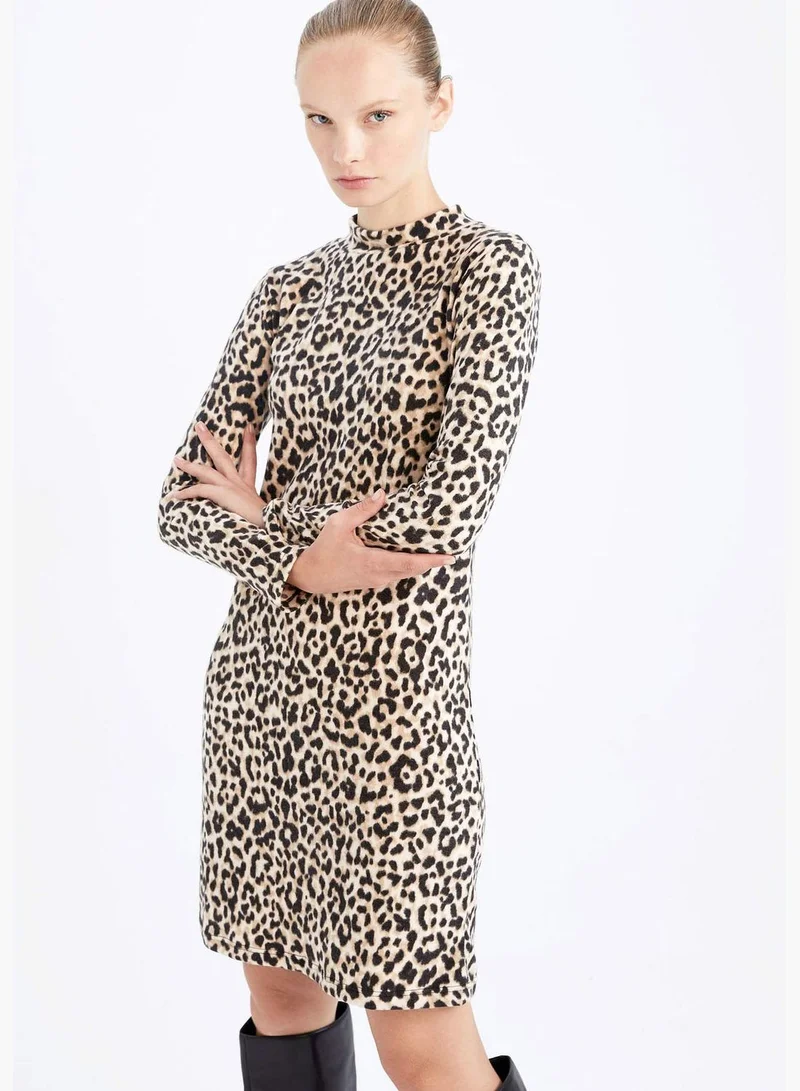 DeFacto Woman Bodycon Dress C Neck Long Sleeve Knitted Dress