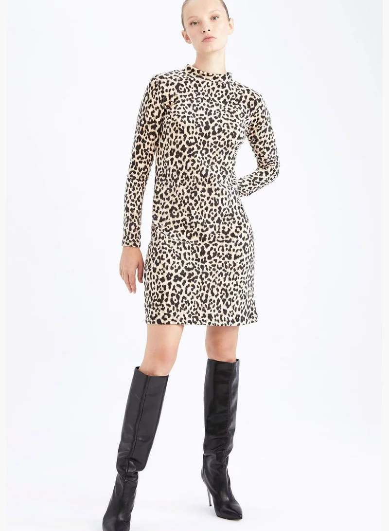 DeFacto Woman Bodycon Dress C Neck Long Sleeve Knitted Dress