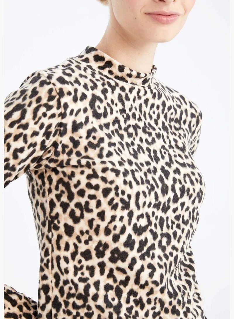 DeFacto Woman Bodycon Dress C Neck Long Sleeve Knitted Dress