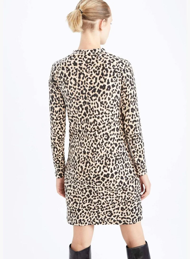 DeFacto Woman Bodycon Dress C Neck Long Sleeve Knitted Dress