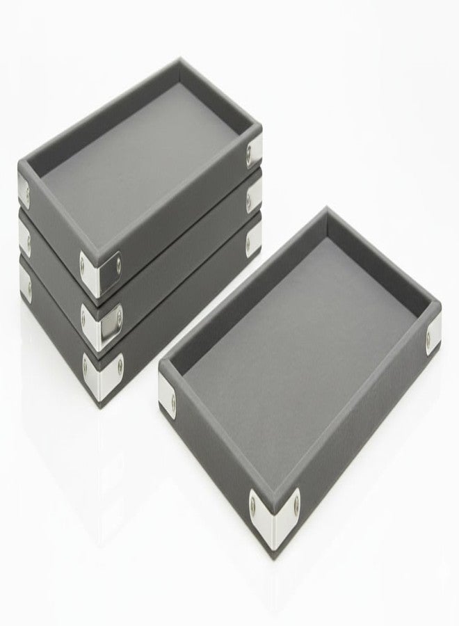 SENTONI Velvet Jewellery Display & Beading Tray | 15 x 12 Inch | Multipurpose Organizer Tray for Jewellery, Beads, Rings, Earrings & Showcase (Set of 4) (Grey) - Image 1