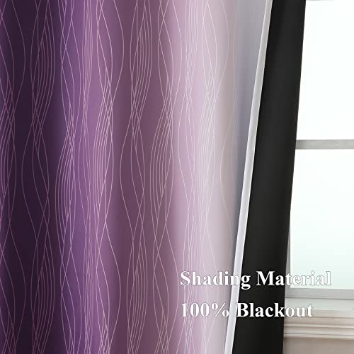 Estelar Textiler Purple and Greyish White Ombre Blackout Curtains 84 Inches Long, Full Room Darkening Grommet Curtains for Bedroom, Thermal Insulated Blackout Drapes for Living Room, 52Wx84L, 2 Panels - Image 5